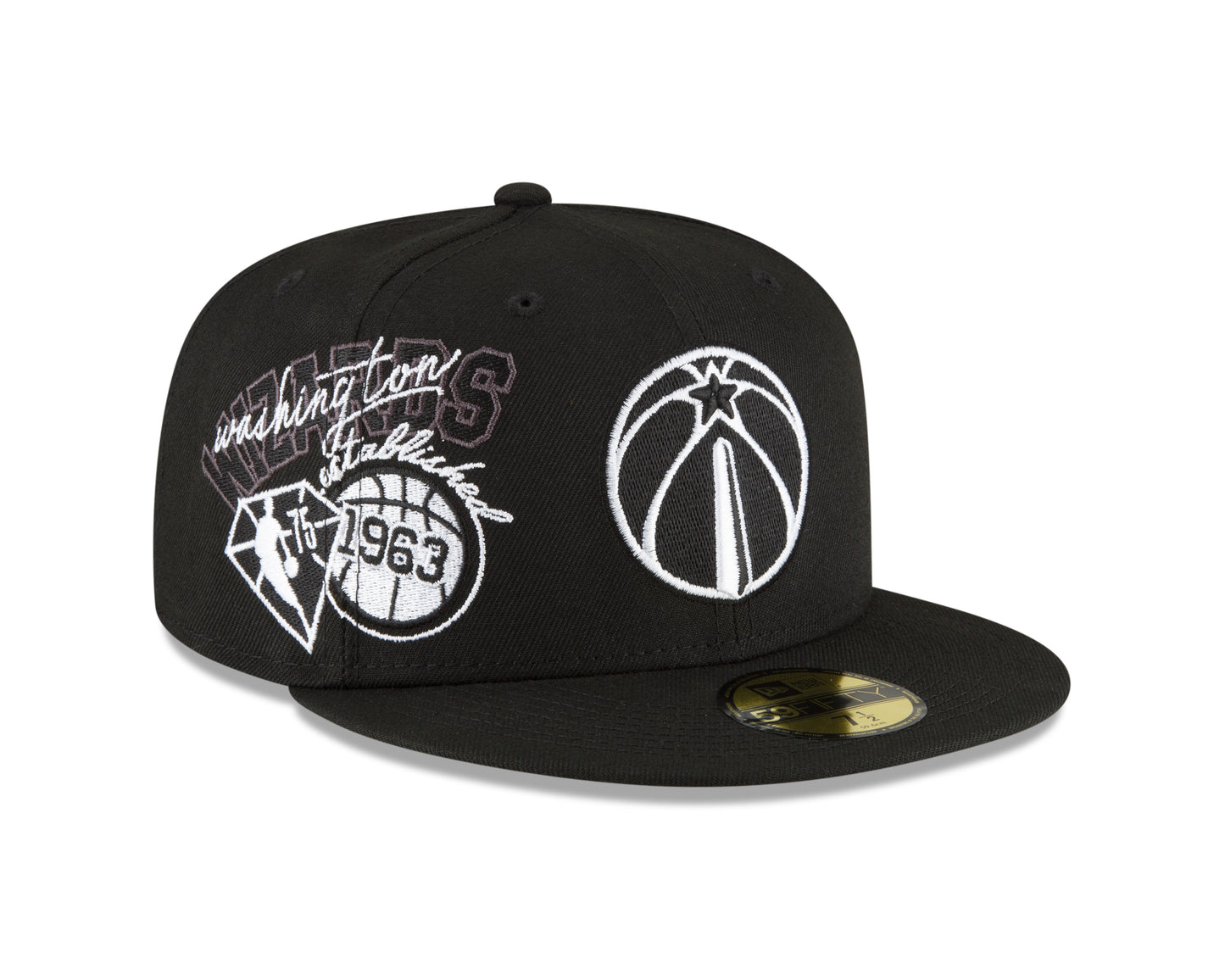 Washington Wizards New Era Black and White Back Half 59fifty Fitted Hat