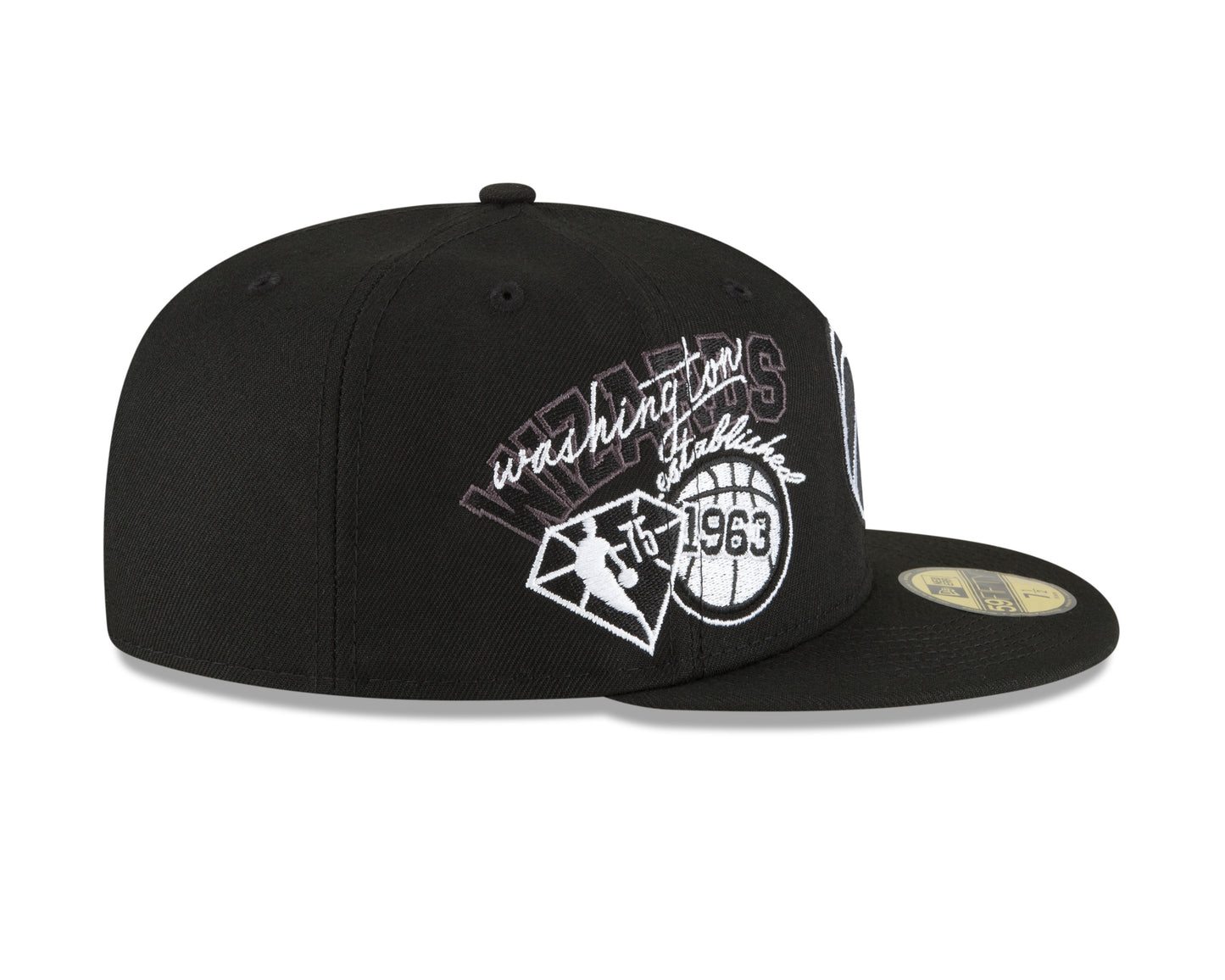 Washington Wizards New Era Black and White Back Half 59fifty Fitted Hat