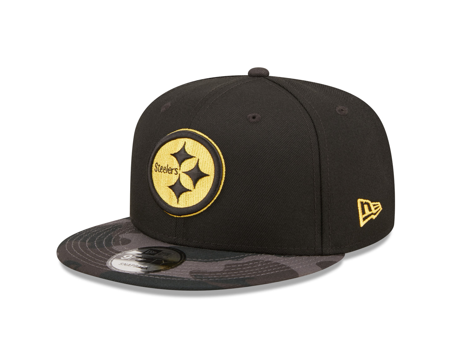 Pittsburgh Steelers NFL New Era Camo Vize 9FIFTY Snapback Hat - Black