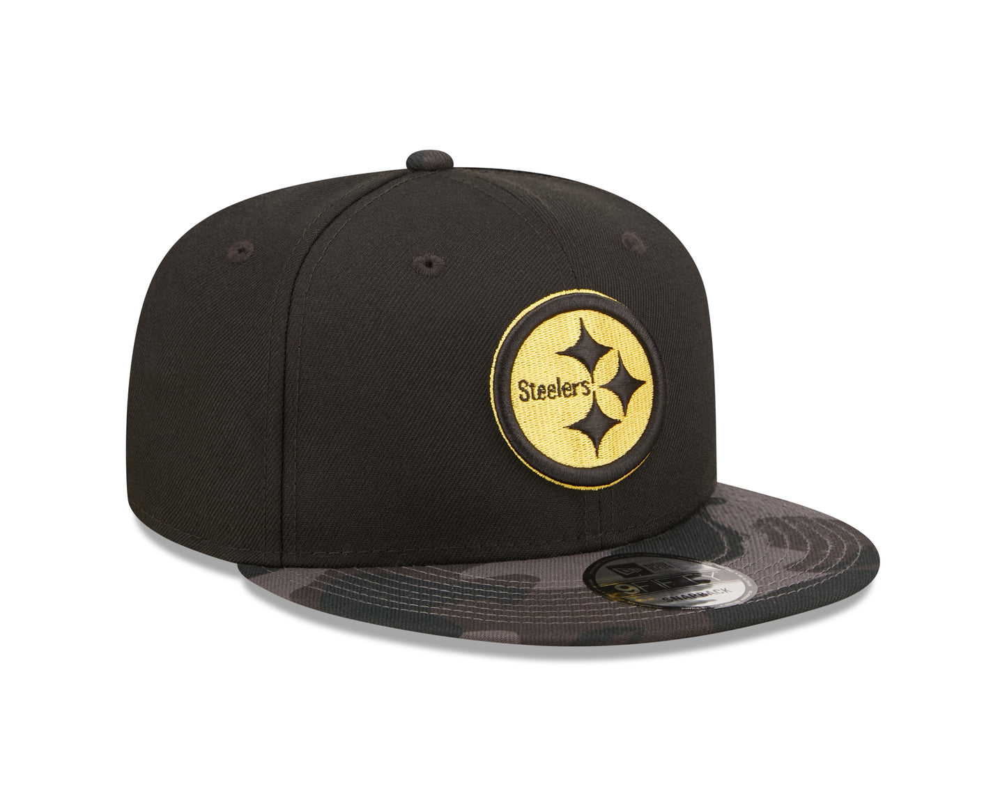 Pittsburgh Steelers NFL New Era Camo Vize 9FIFTY Snapback Hat - Black