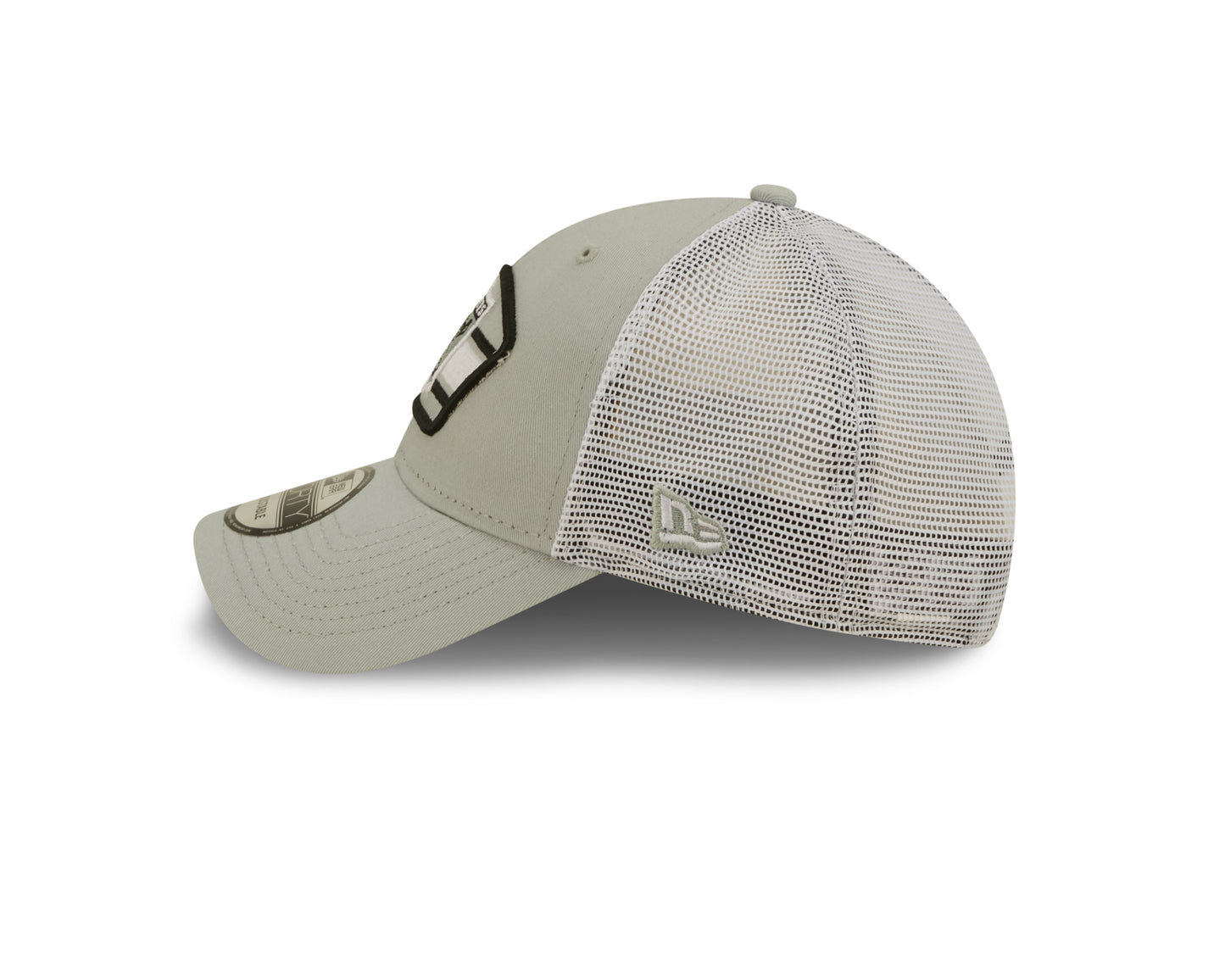 Las Vegas Raiders New Era Logo Patch Trucker Mesh 9Forty Snap Back Hat - Gray