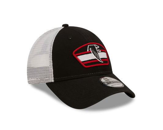 Atlanta Falcons New Era Logo Patch Trucker Mesh 9Forty Snap Back Hat - Black