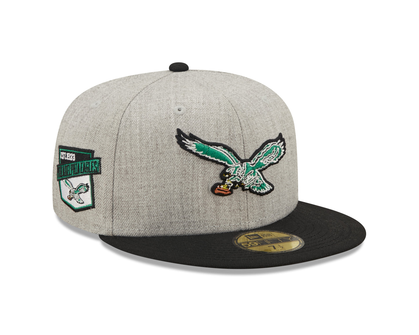 Philadelphia Eagles New Era Establish Year Heather Side Patch 59FIFTY Fitted Hat