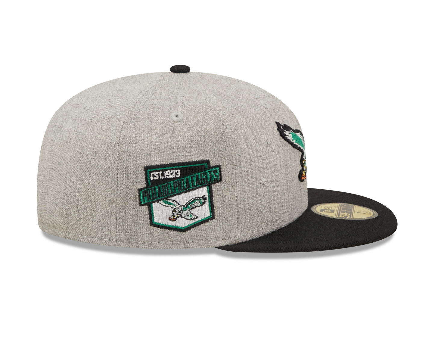 Philadelphia Eagles New Era Establish Year Heather Side Patch 59FIFTY Fitted Hat
