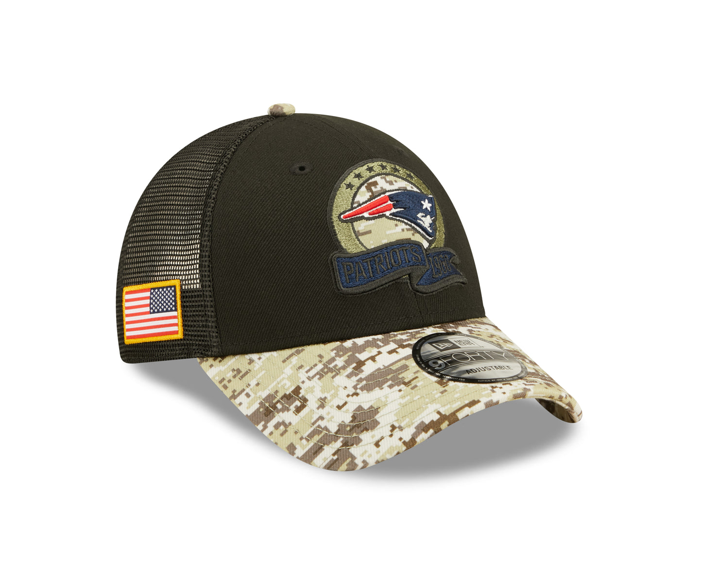 New England Patriots New Era Salute To Service 9FORTY Adjustable Hat - Black