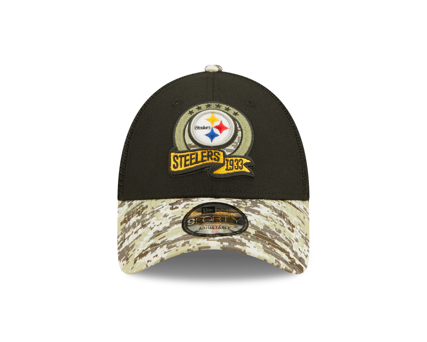 Pittsburgh Steelers New Era Salute To Service 9FORTY Adjustable Hat - Black