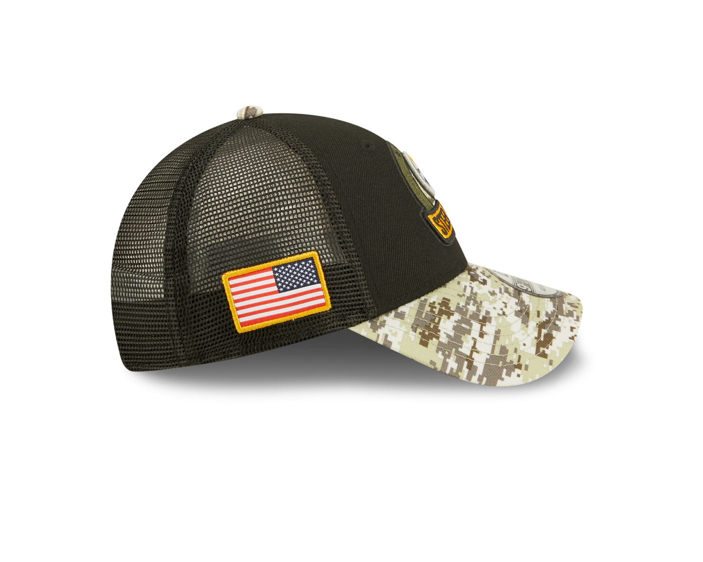 Pittsburgh Steelers New Era Salute To Service 9FORTY Adjustable Hat - Black
