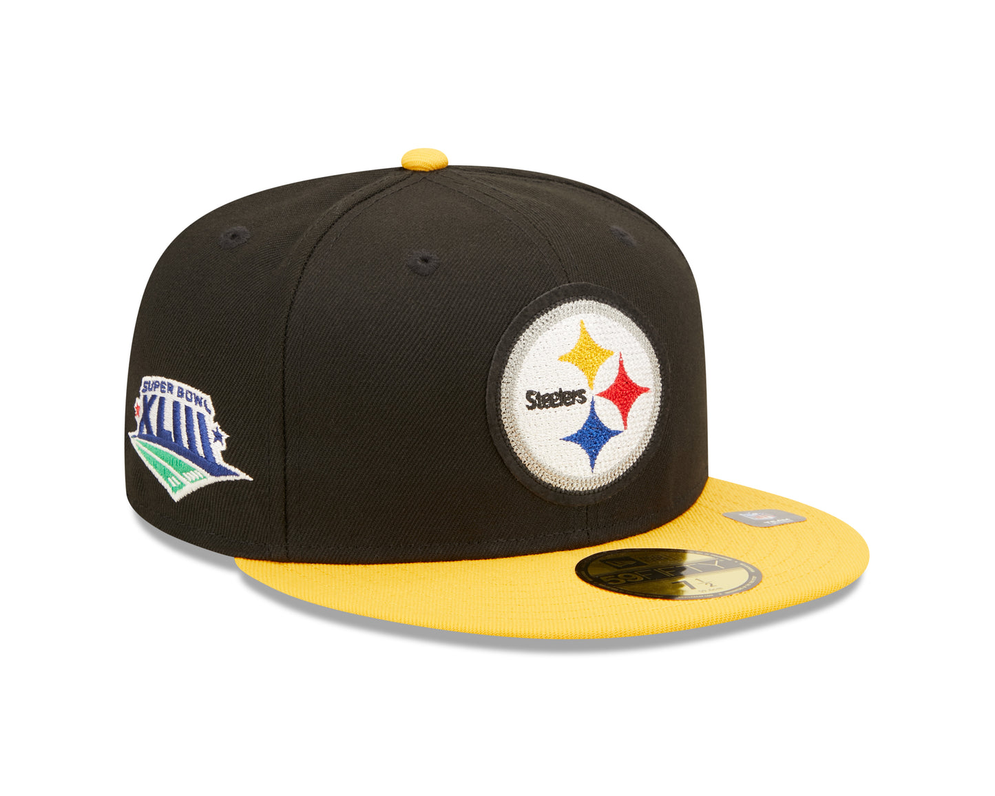 Pittsburgh Steelers New Era Super Bowl Series Letterman 59FIFTY Fitted Hat - Black
