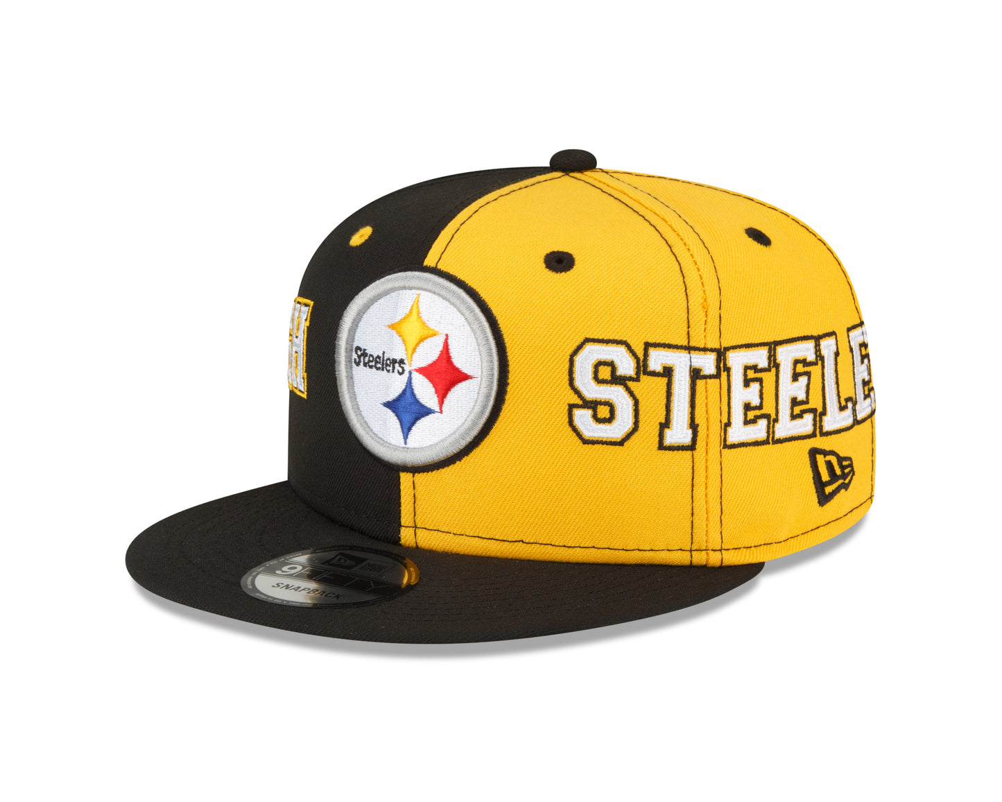 Pittsburgh Steelers New Era Team Split 9FIFTY Snap Back Hat - Yellow/Black