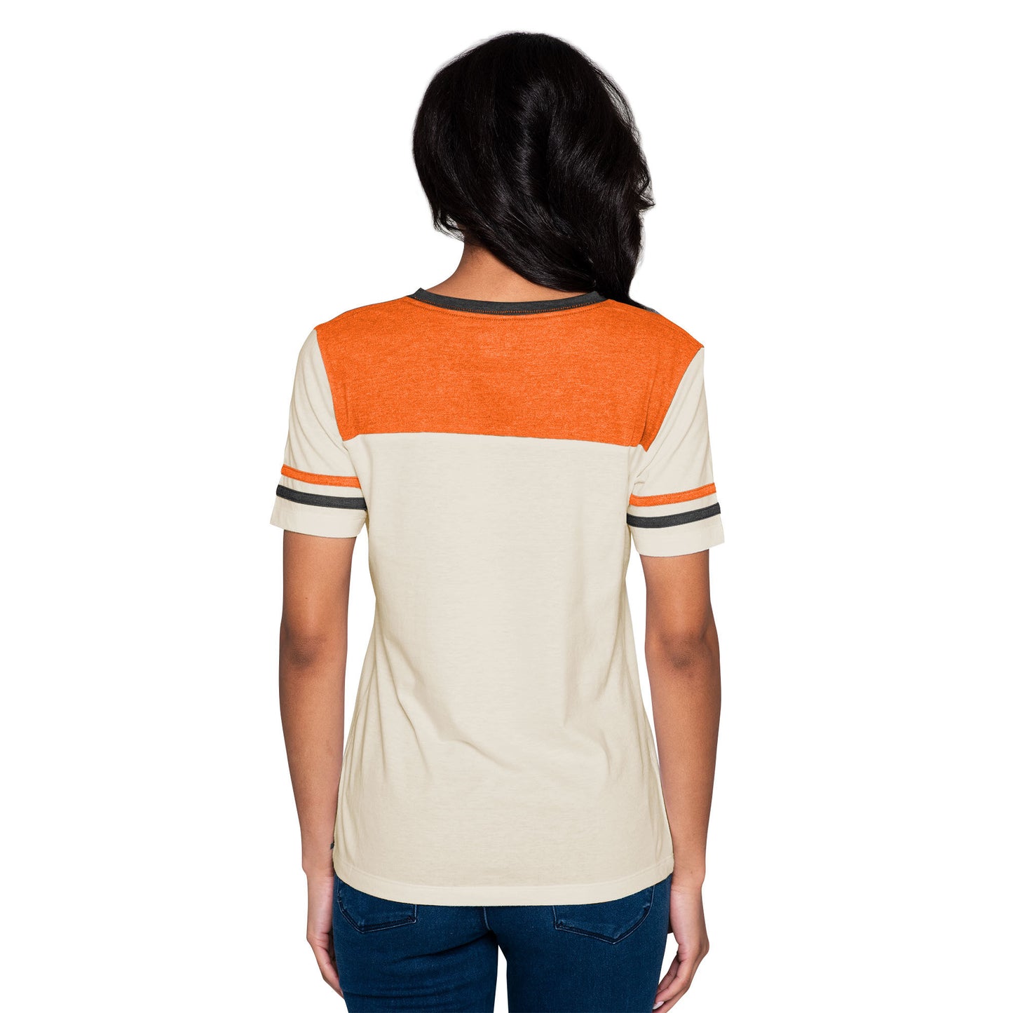 Baltimore Orioles New Era Throwback Cream V-neck Women's T-Shirt