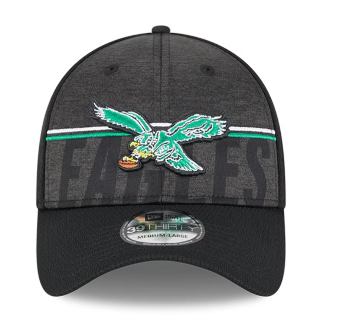 Philadelphia Eagles New Era 2023 Training Camp Throwback Black 39Thirty