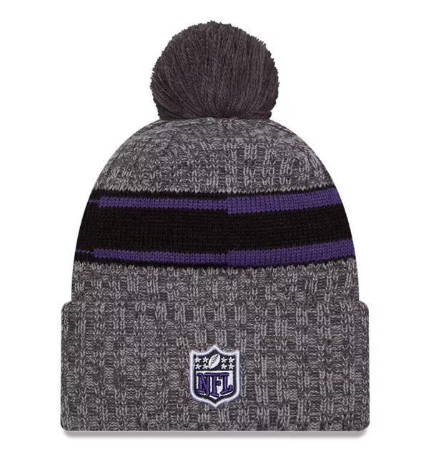 Baltimore Ravens New Era Sideline Sport Knit Hat w/Ball Gray
