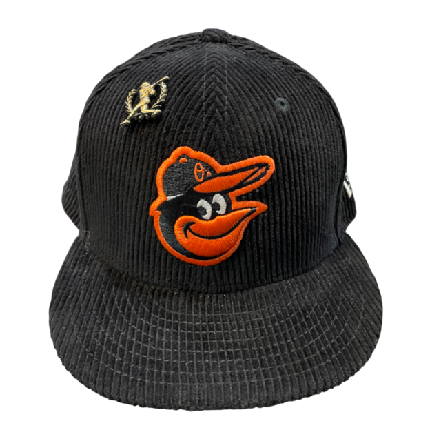 Baltimore Oriole New Era Black Letterman Pin Corduroy 59Fifty Fitted Hat