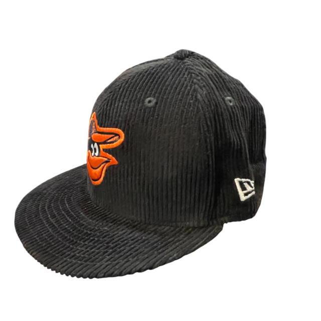Baltimore Oriole New Era Black Letterman Pin Corduroy 59Fifty Fitted Hat