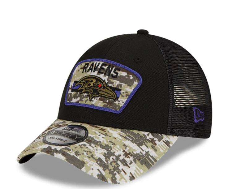 Baltimore Ravens New Era Salute To Service 9FORTY Adjustable Hat - Black