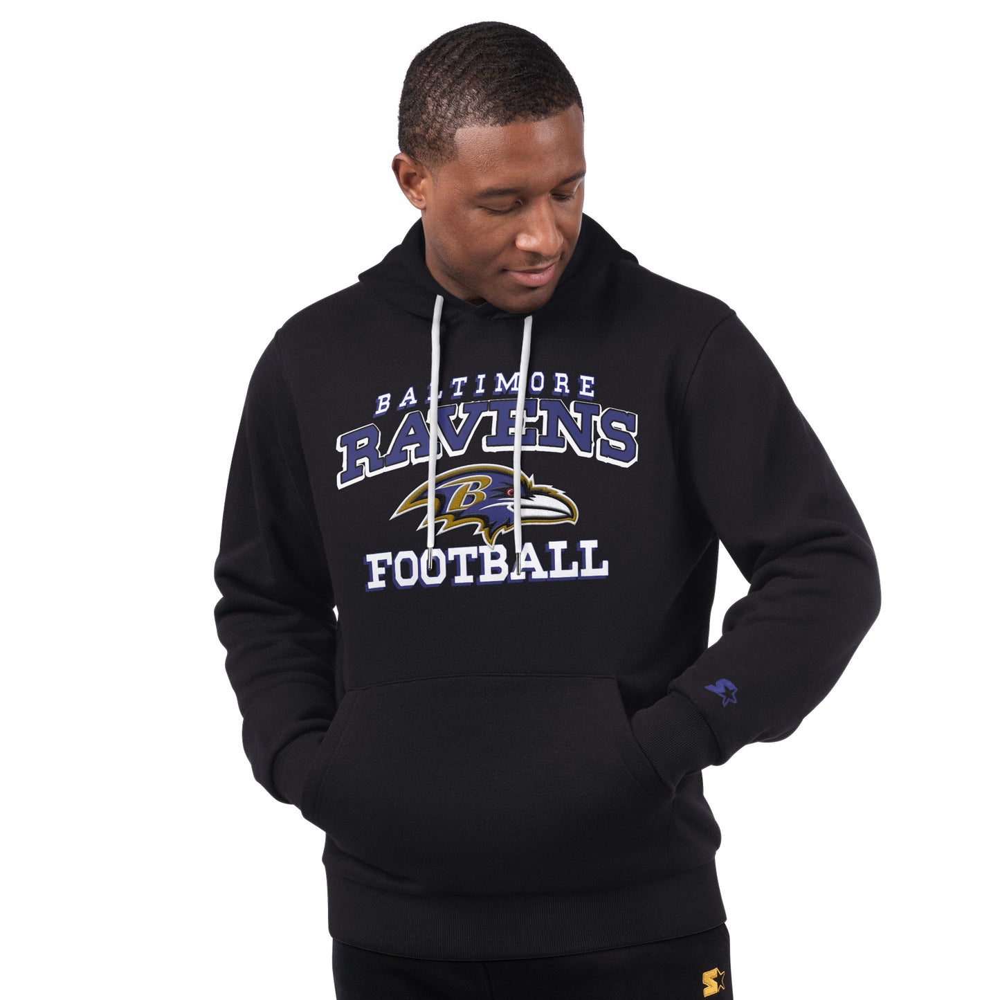 Baltimore Ravens Starter Hand Off Pull Over Hoodie - Black