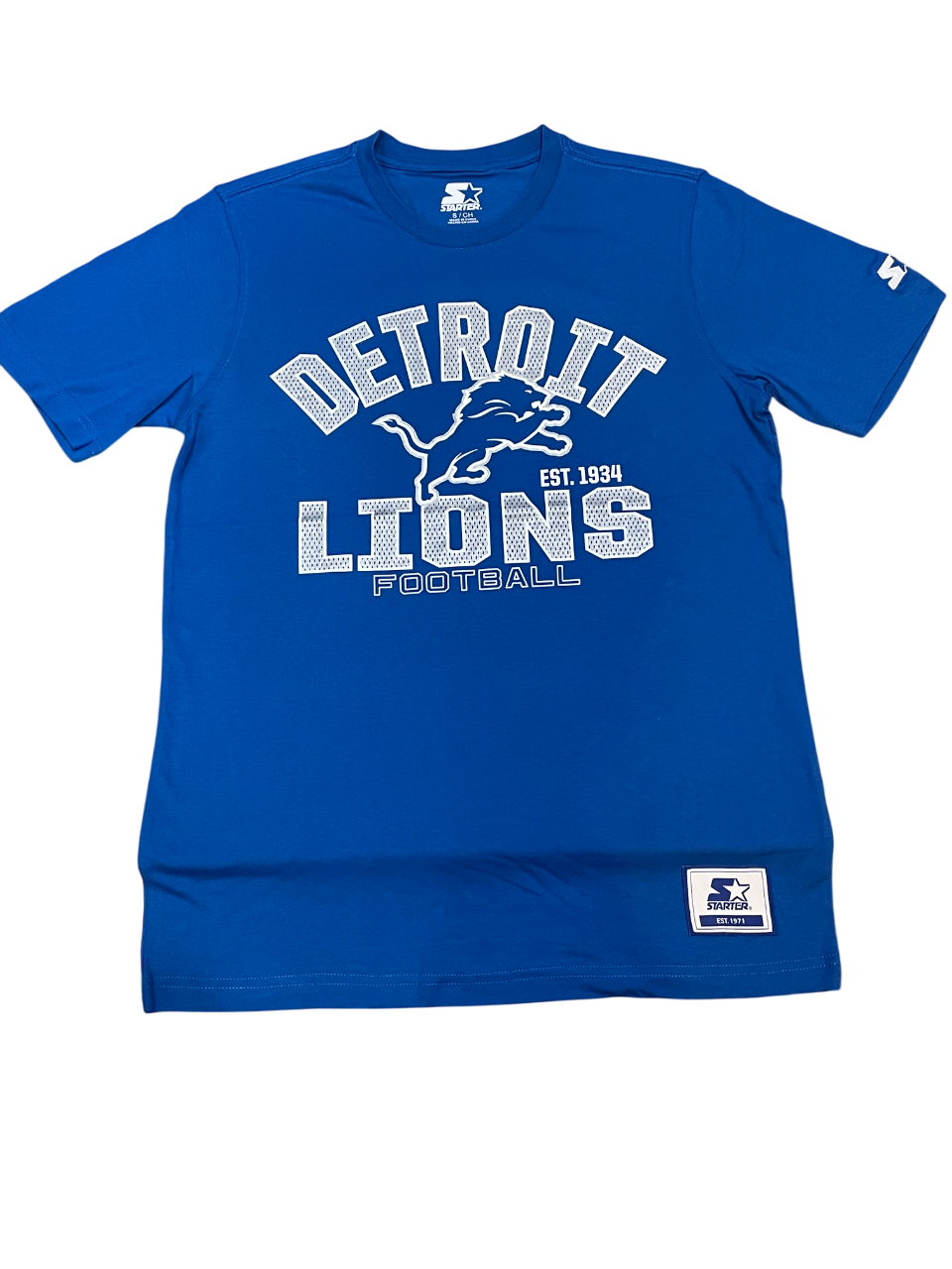 Detriot Lions Men's Starter Defender T-Shirt- Blue