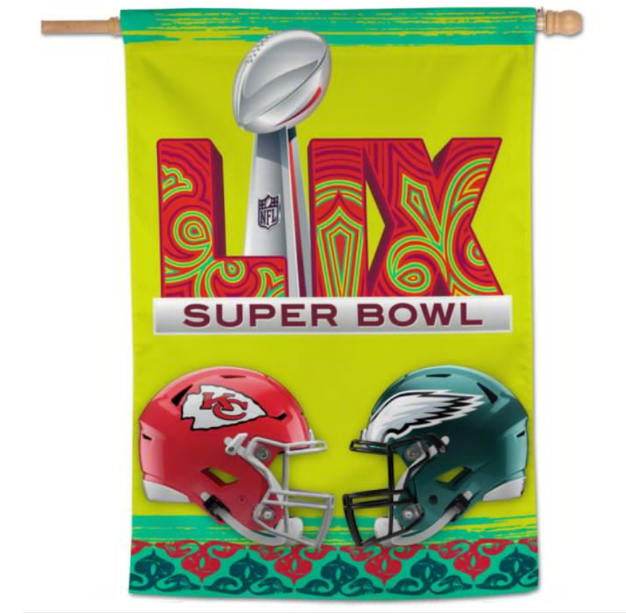 Super Bowl LIX Chiefs Vs Eagles Dueling Vertical Flag 28" x 40"