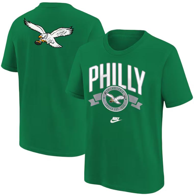 Philadelphia Eagles Nike Pre-School KIDS Kelly Green Rewind Front & Back Essential T-Shirt