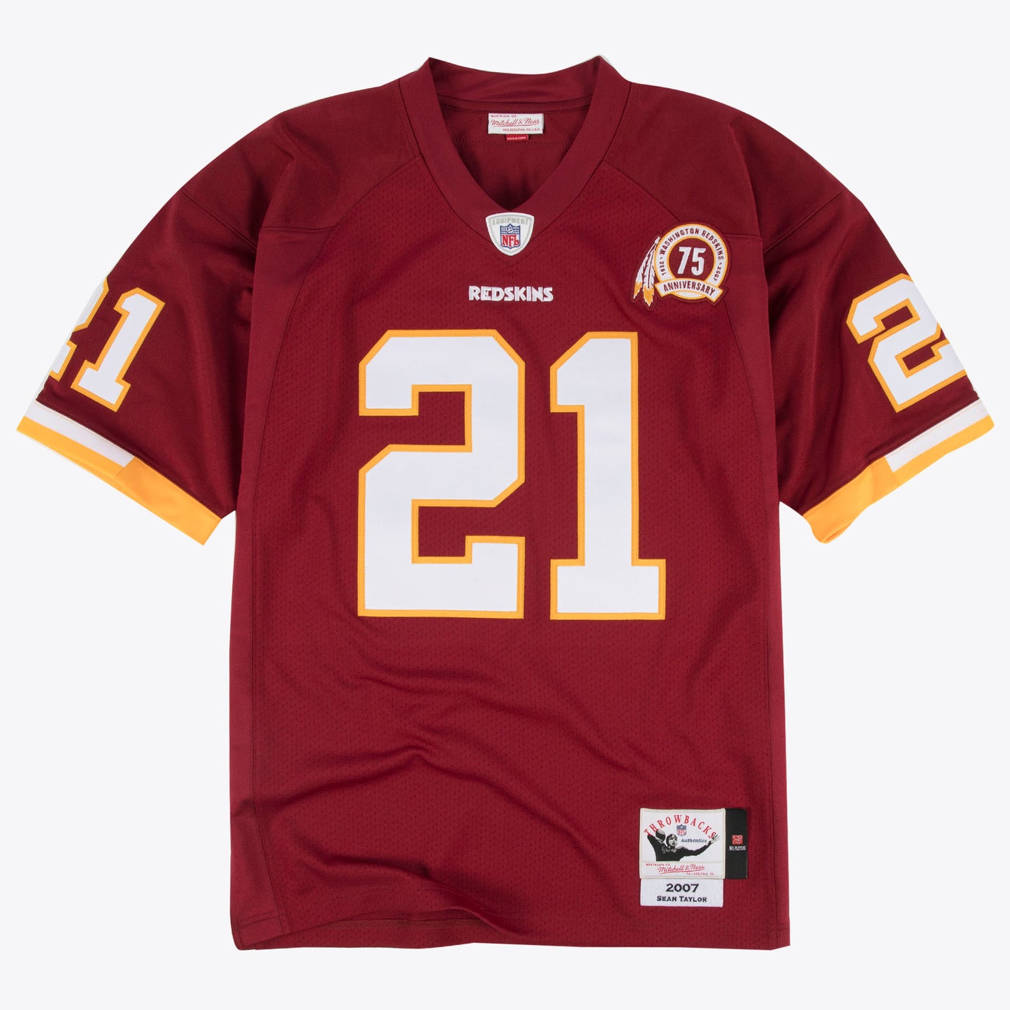 Washington Redskins Mitchell & Ness #21 Sean Taylor 75th Anniversary Authentic Burgundy Jersey