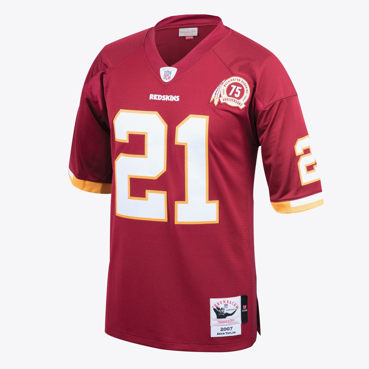 Washington Redskins Mitchell & Ness #21 Sean Taylor 75th Anniversary Authentic Burgundy Jersey