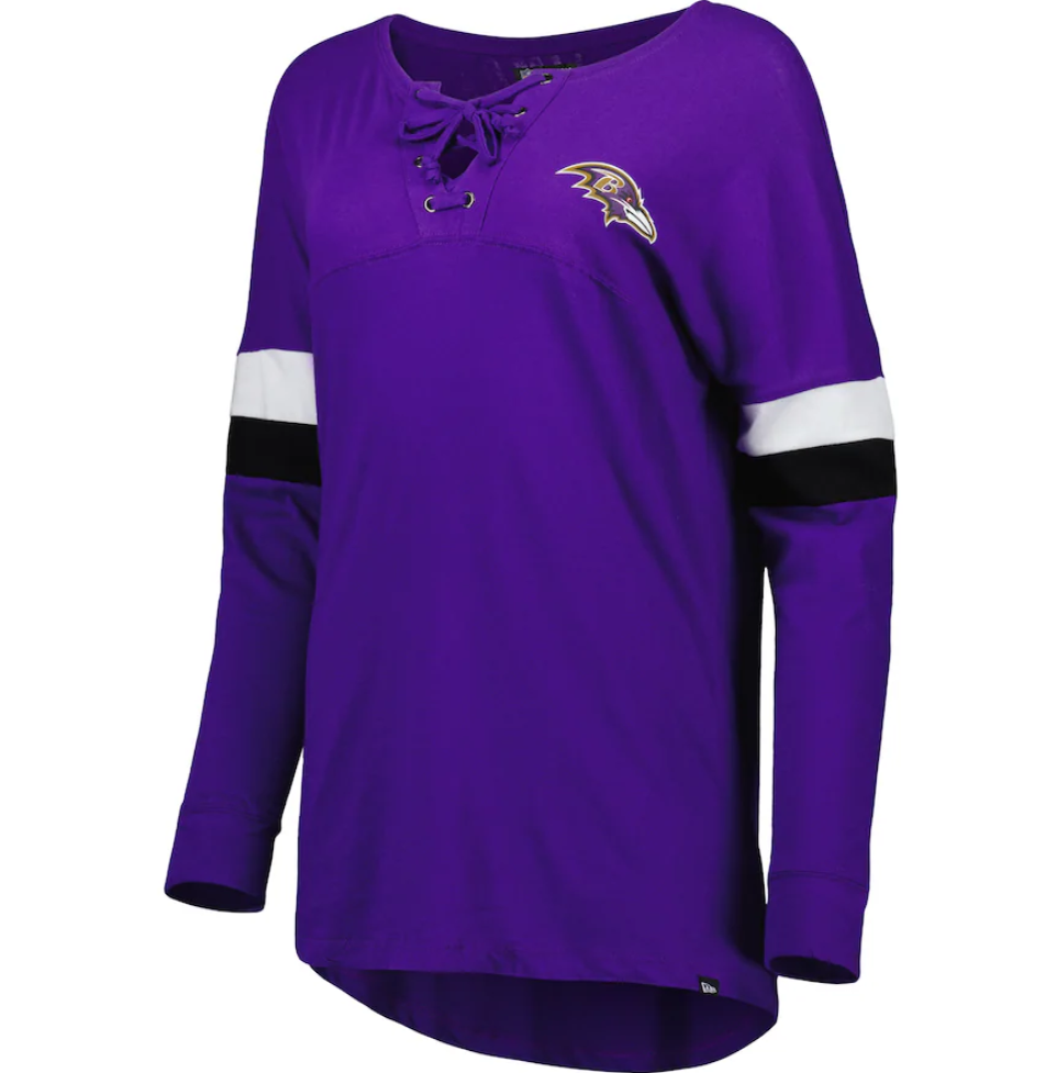 Baltimore Ravens Women's New Era Purple Athletic Varsity Lace-Up Long Sleeve T-Shirt