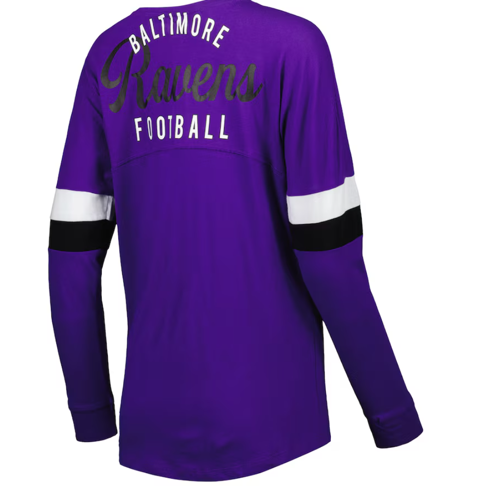 Baltimore Ravens Women's New Era Purple Athletic Varsity Lace-Up Long Sleeve T-Shirt