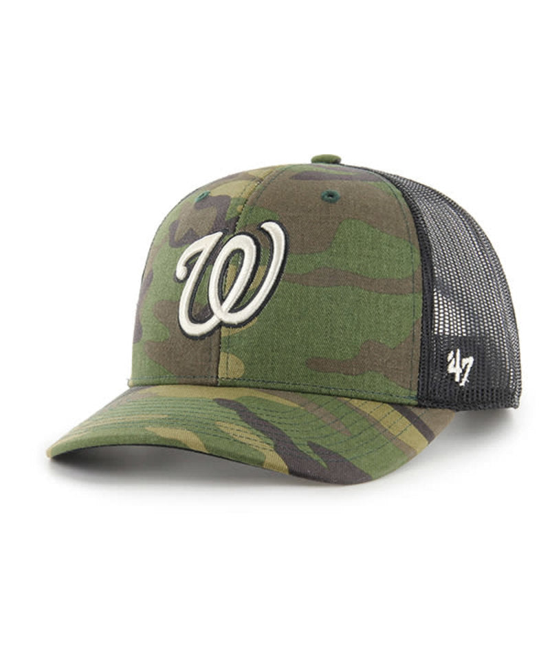 Washington Nationals '47 Brand Woodland Camo Trucker Mesh Snapback Hat
