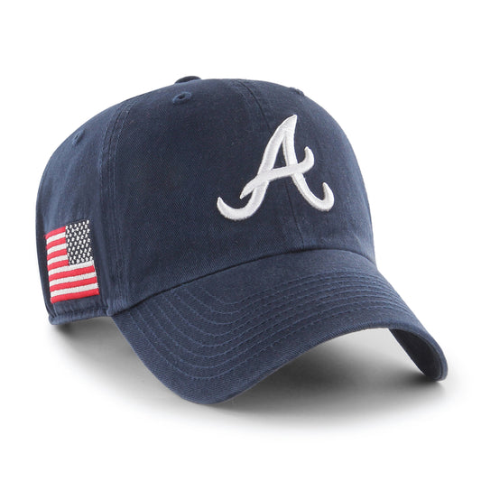 Atlanta Braves '47 Heritage American Flag Clean Up Adjustable Hat - Navy
