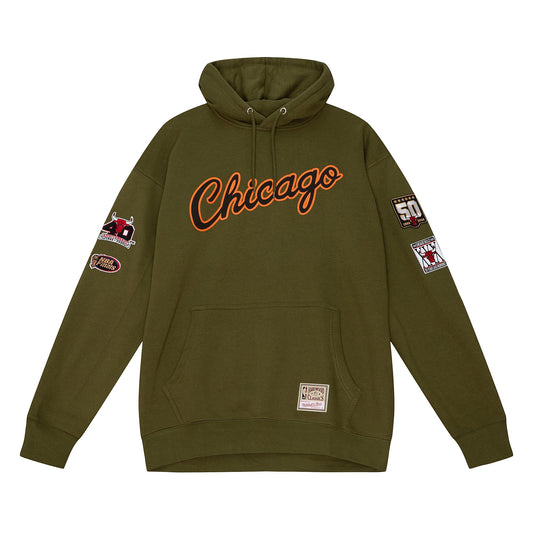 Chicago Bulls Mitchell & Ness Flight Script Olive Hoody