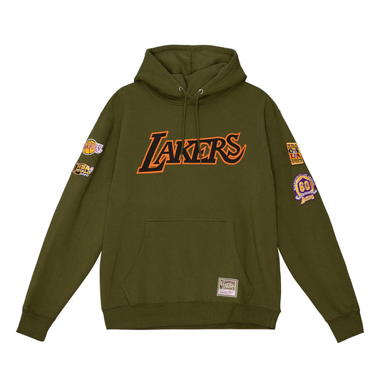 Los Angeles Lakers Mitchell & Ness Flight Script Olive Hoody