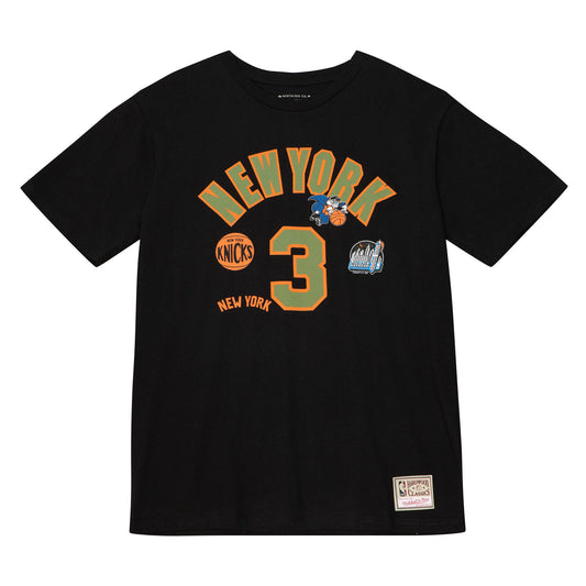New York Knicks Mitchell & Ness # 3 John Starks Flight Script Player T-Shirt