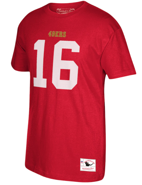 San Francisco 49ers Mitchell& Ness #19 Joe Montana Player T-Shirt - Scarlet