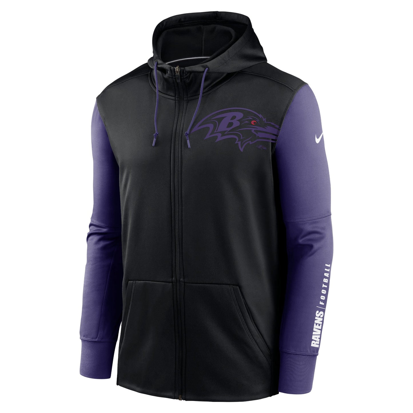 Baltimore Ravens Nike Sideline Performance Black Mascot Full Zip Hoodie