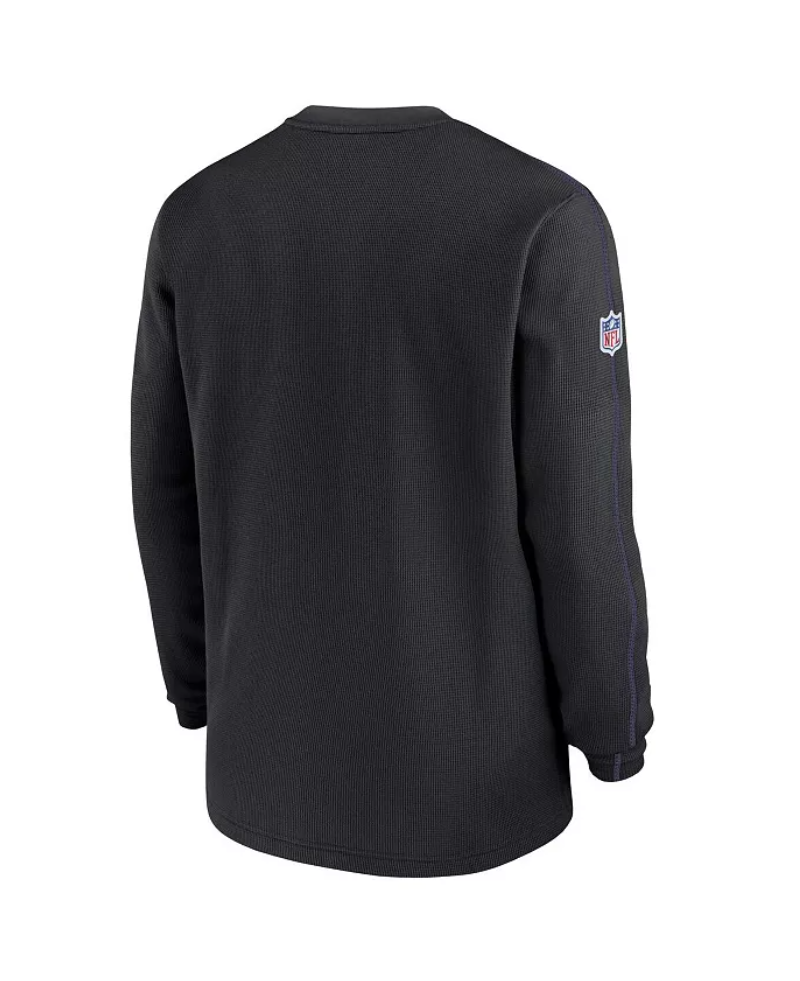 Baltimore Ravens Nike Sideline Heavy Brushed Waffle Crew Neck Shirt - Black