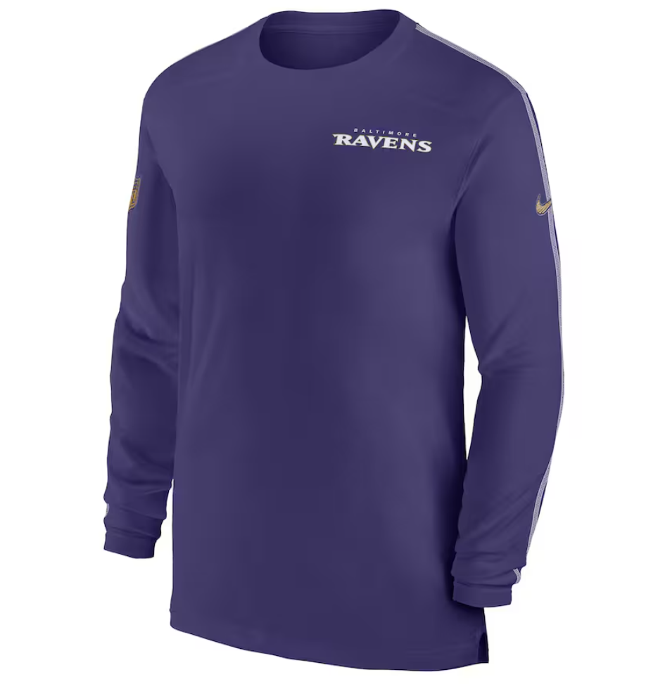 Baltimore Ravens Nike Purple Sideline Coach UV Performance Long Sleeve T-Shirt