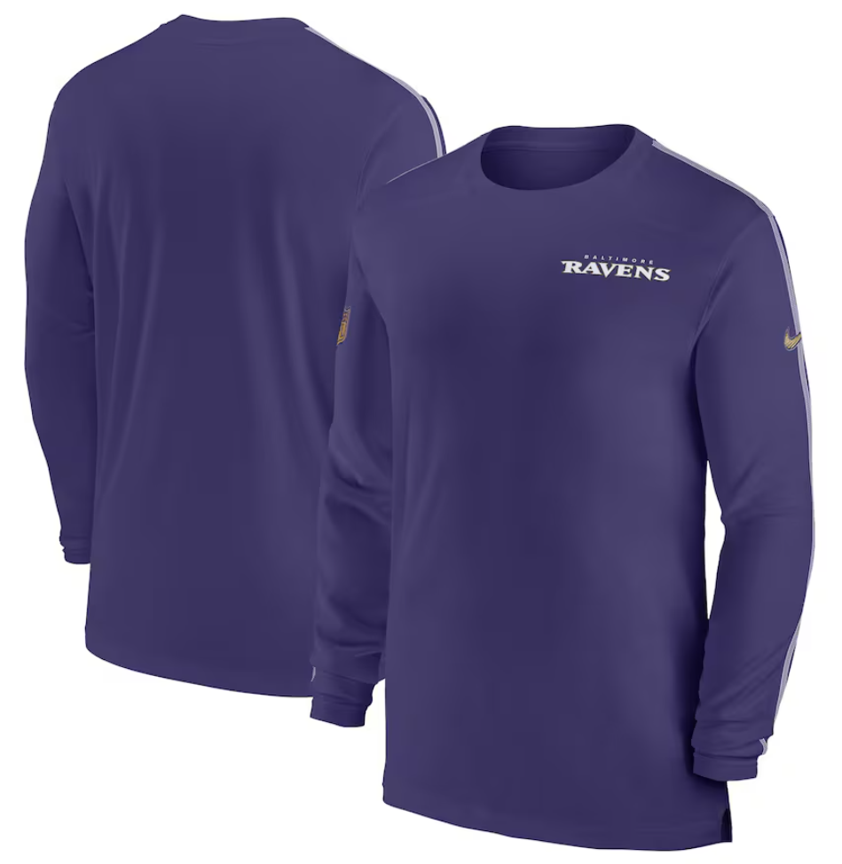 Baltimore Ravens Nike Purple Sideline Coach UV Performance Long Sleeve T-Shirt