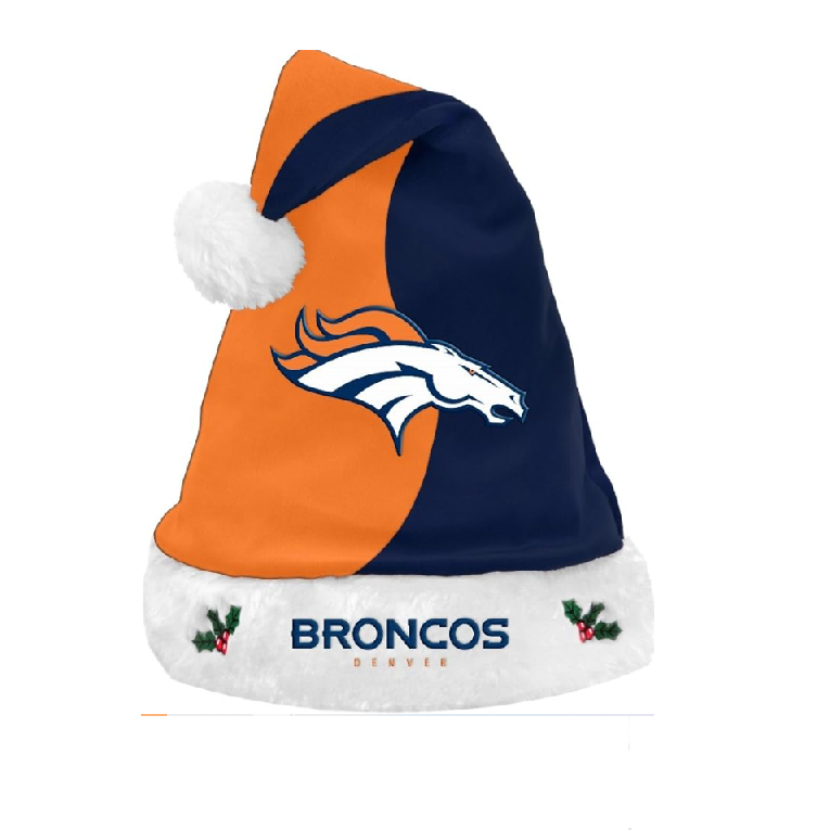 Denver Broncos Team Multi Color Santa Hat - Orange / Blue