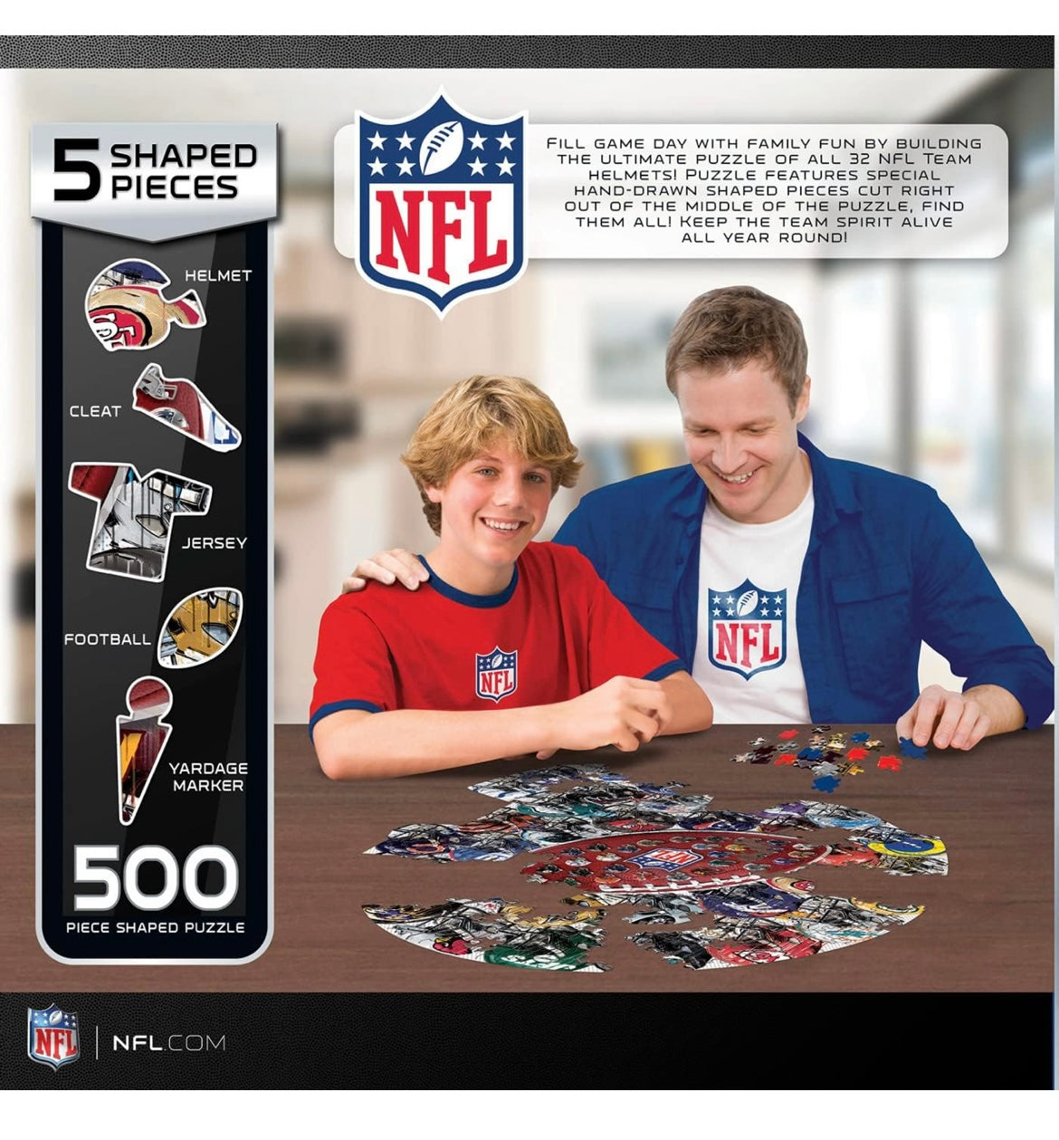 NFL - Helmet Drip Art Helmet 500 Piece Shaped Jigsaw Puzzle - Masterpiece Puzzle