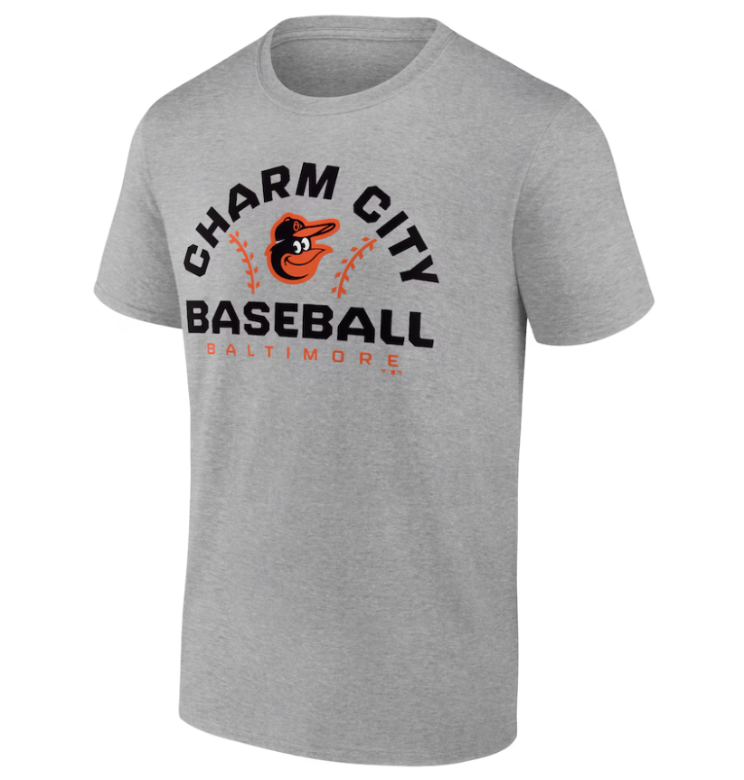 Baltimore Orioles Heather Gray "Charm City" Team Go For Two T-Shirt