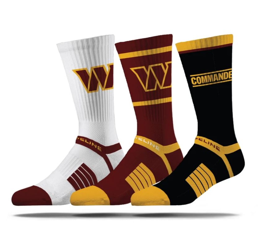Washington Commanders Strideline Unisex Premium 3-Pack Knit Crew Socks Set