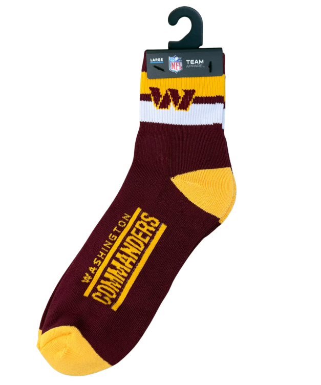 Washington Commanders For Bare Feet Team Stripe Quarter Sock