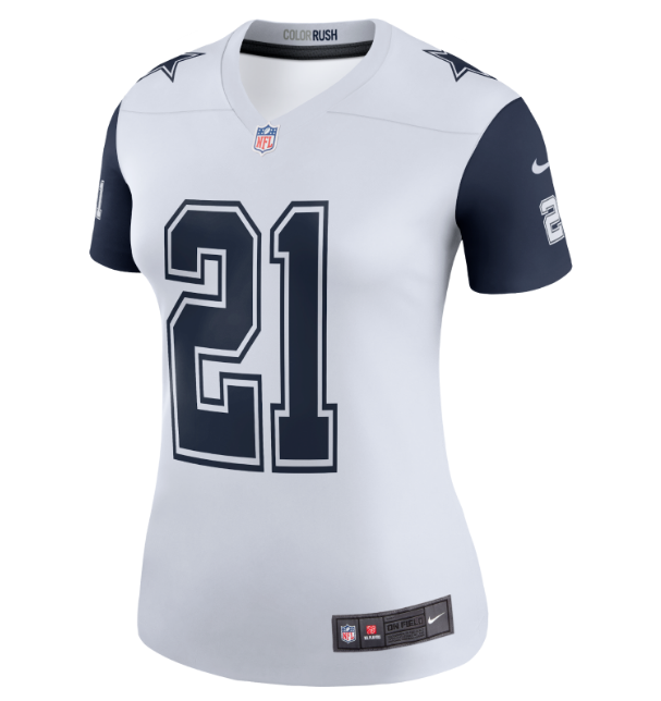 Dallas Cowboys #21 Ezekiel Elliott Women's Legend Color Rush Jersey - White