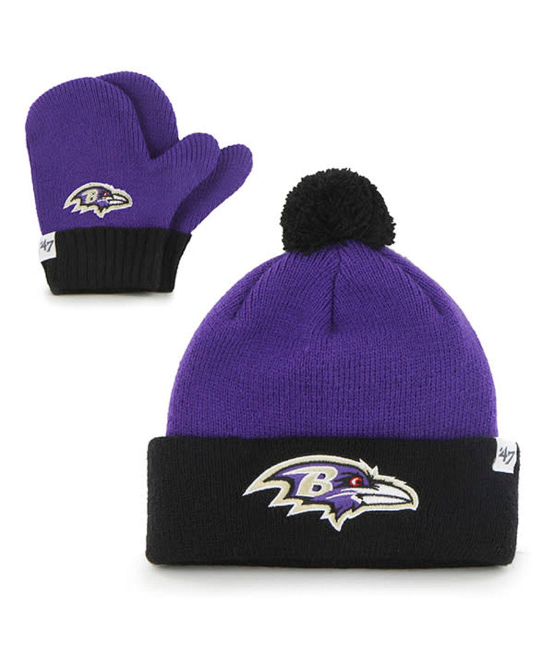 Baltimore Ravens '47 Brand Bam Bam Toddler Hat and Glove Set