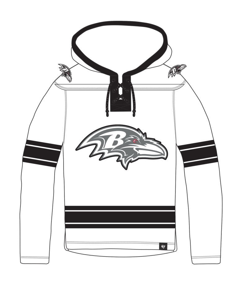 Baltimore Ravens '47 Brand White Wash Superior Lacer Hoodie