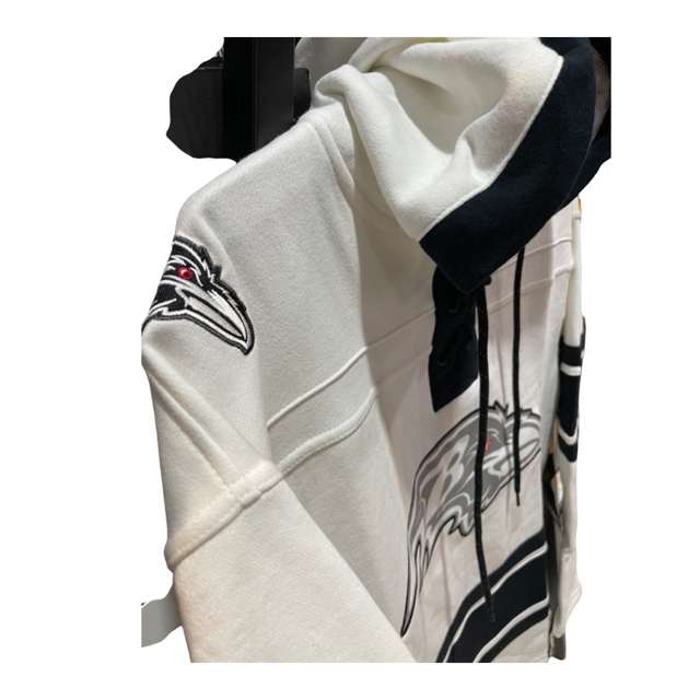 Baltimore Ravens '47 Brand White Wash Superior Lacer Hoodie