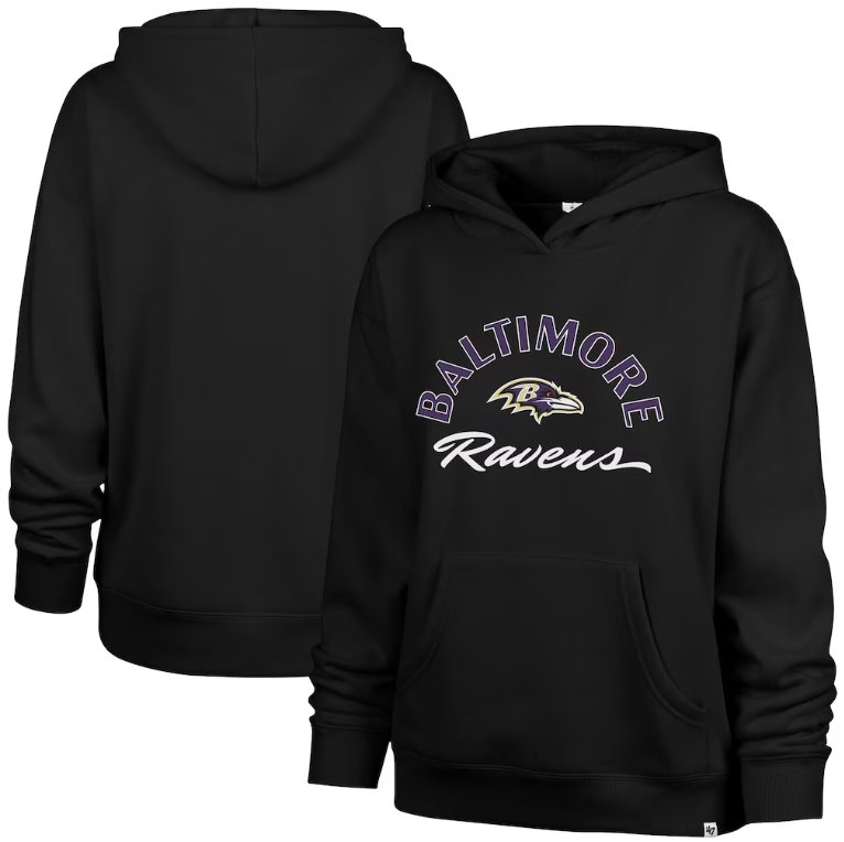 Baltimore Ravens '47 Women's Whirlwind Naomi Pullover Hoodie - Black
