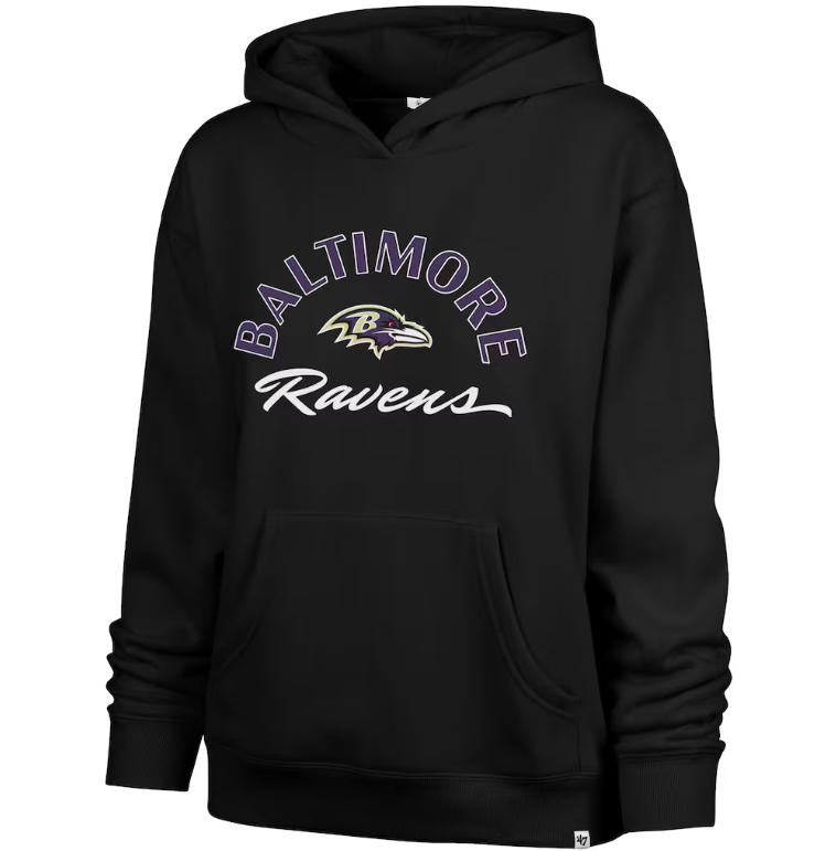 Baltimore Ravens '47 Women's Whirlwind Naomi Pullover Hoodie - Black