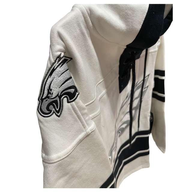 Philadelphia Eagles '47 Brand White Wash Superior Lacer Hoodie