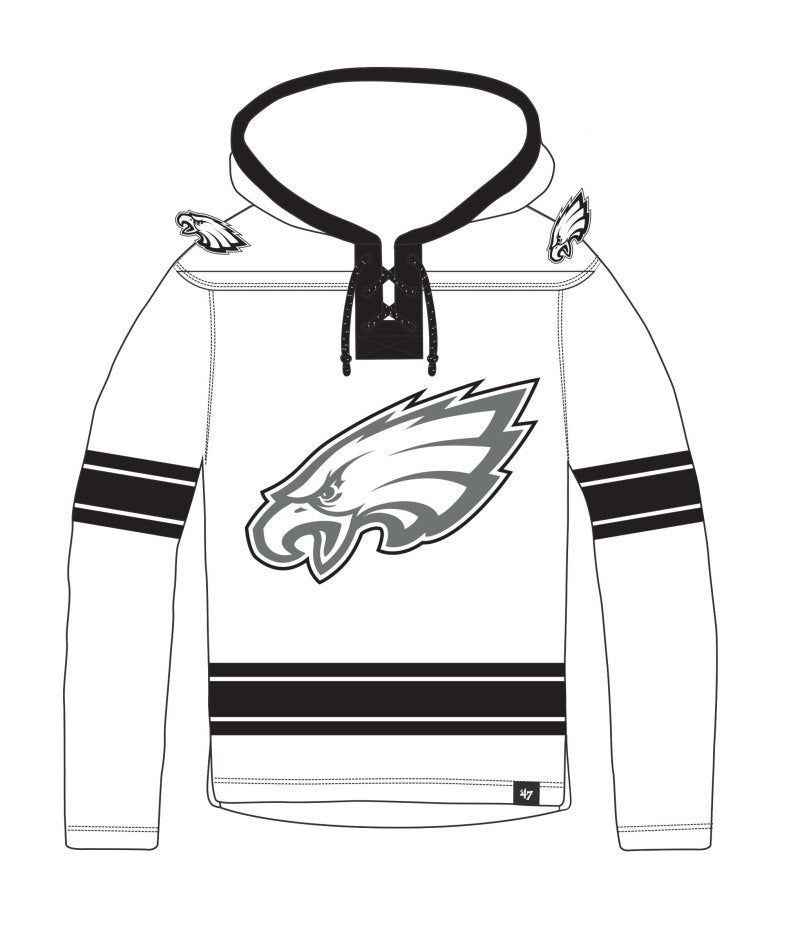 Philadelphia Eagles '47 Brand White Wash Superior Lacer Hoodie